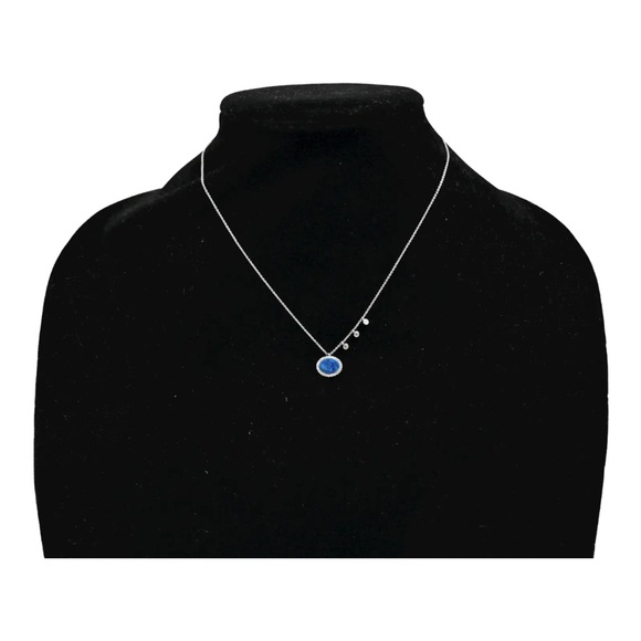 MEIRA T BLACK OPAL (most rare opal type) DIAMOND HALO NECKLACE 14K WHITE GOLD - Picture 2 of 7